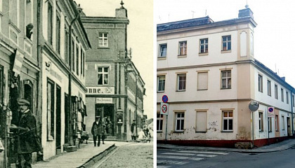 Po prawej budynek, w którym mieściła się knajpa „Warszawa”