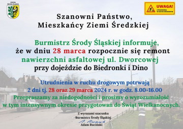 Ważny komunikat dla Mieszkańców Miasta i Gminy Środa Śląska