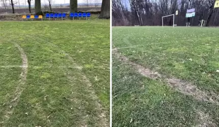 Zniszczona murawa boiska w Różanej. Gmina Udanin apeluje!