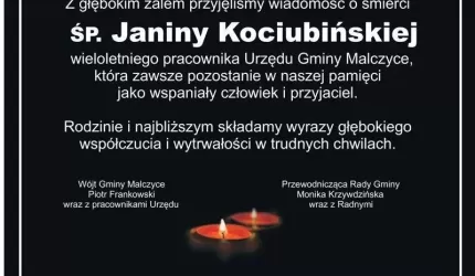 Kondolencje dla rodziny i najbliższych śp. Janiny Kociubińskiej