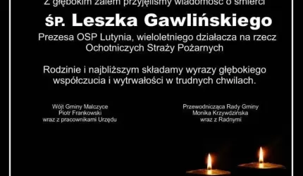 Kondolencje od władz gminy Malczyce