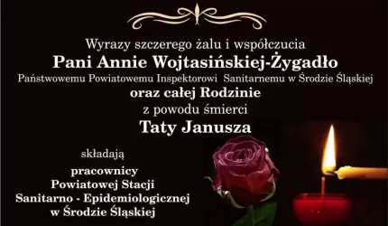 Kondolencje dla Pani Anny Wojtasińskiej-Żygadło