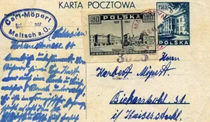 Niemiecka pocztówka z polskich Malczyc