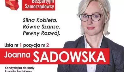 Joanna Sadowska - kandydatka do Rady Powiatu Średzkiego