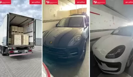 Skradzione, luksusowe auta ukryte w naczepie za paletami