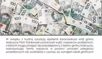 Gmina Malczyce informuje o umorzeniu podatku dla przedsiębiorców