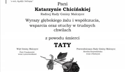 Kondolencje dla Pani Katarzyny Chicińskiej