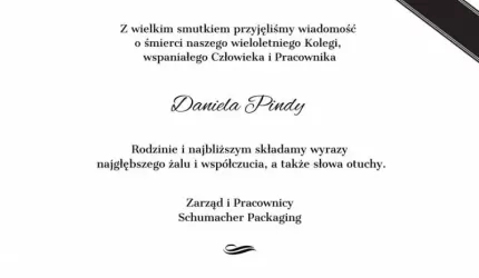 Kondolencje od Zarządu i Pracowników Schumacher Packaging