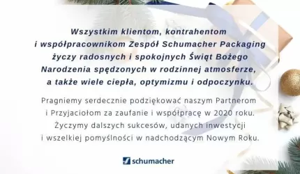 Radosnych Świąt i sukcesów w Nowym Roku życzy firma Schumacher