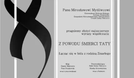 Kondolencje dla Pana Mirosława Myśliwca