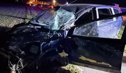 Auto wypadło z drogi. Kierowca trafił do szpitala