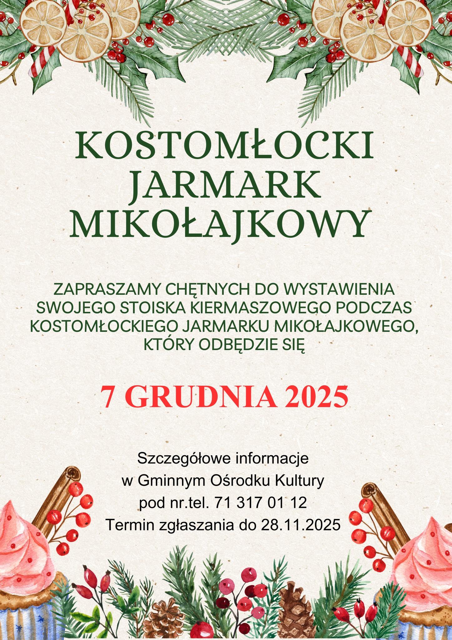 Kostomłocki Jarmark Mikołajkowy 2025