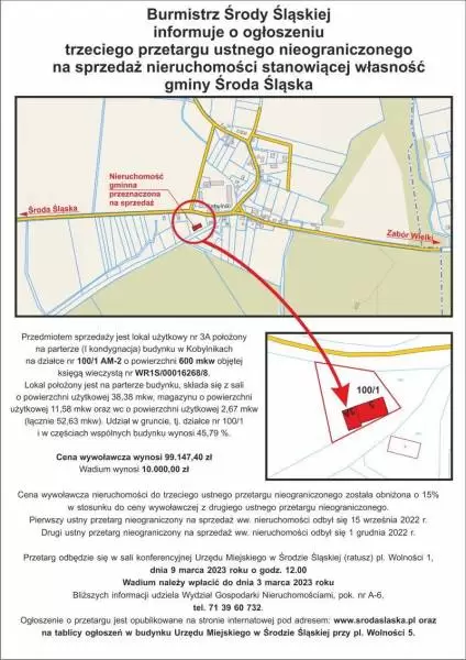 23 stycznia kobylniki swietlica trzeci przetarg