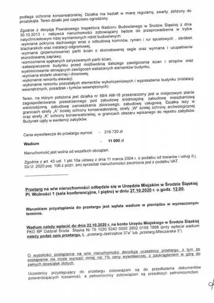 ogloszenie o i przetargu ustnym nieograniczonym 27.10.2020 2