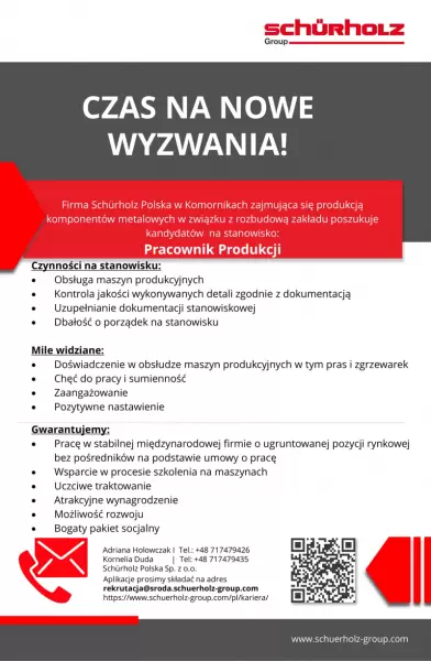 ogloszenie o prace pracownik produkcji nowe 1