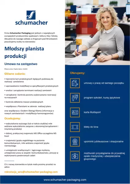 schumacher ogloszenie o prace mlodszy planista 1