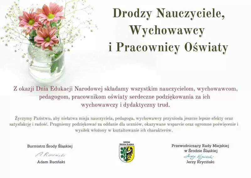 zyczenia drodzy nauczyciele wychowawcy i pracownicy oswiaty