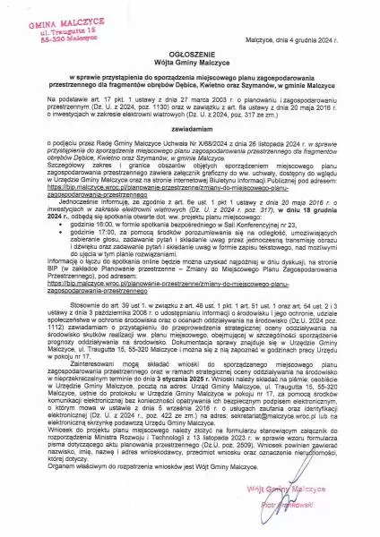 1 ogloszenie wojta gminy malczyce z 4 grudnia
