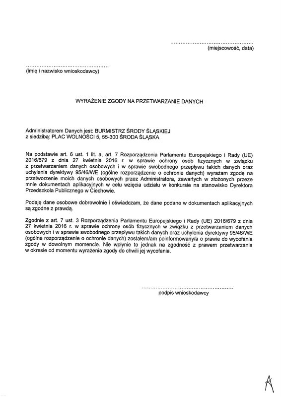Ogłoszenie o konkursie na stanowisko dyrektora Przedszkola Publicznego w Ciechowie 7