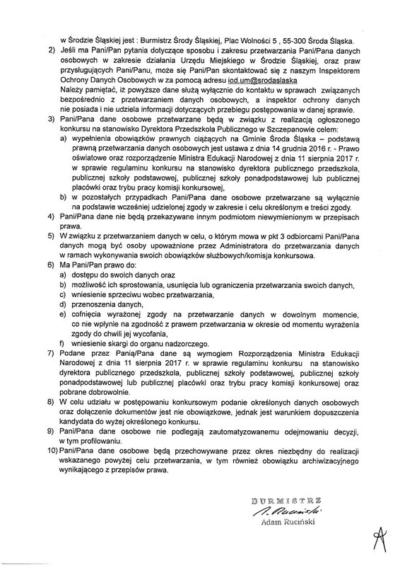 Ogłoszenie o konkursie na stanowisko dyrektora Przedszkola Publicznego w Szczepanowie 6