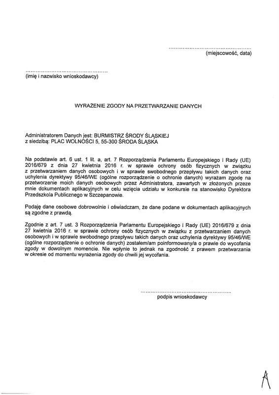 Ogłoszenie o konkursie na stanowisko dyrektora Przedszkola Publicznego w Szczepanowie 7