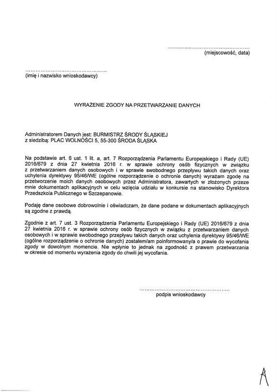 Ogłoszenie o konkursie na stanowisko dyrektora Przedszkola Publicznego w Szczepanowie 7