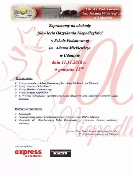 Plakat Zaproszenie Sp Udanin