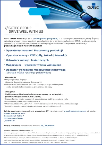 gotec ogol o pracy
