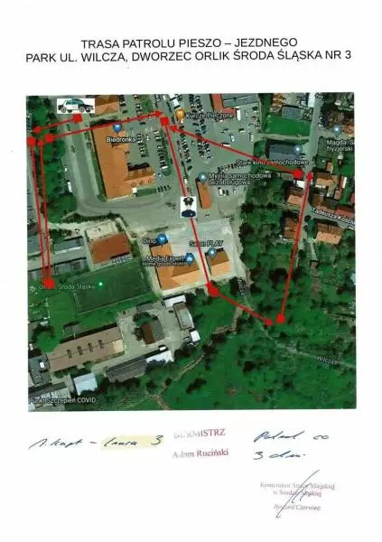trasa patrolu pieszo jezdnego park ul. wilcza 1