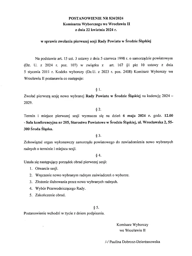 i sesja rady kadencji 2024 2029