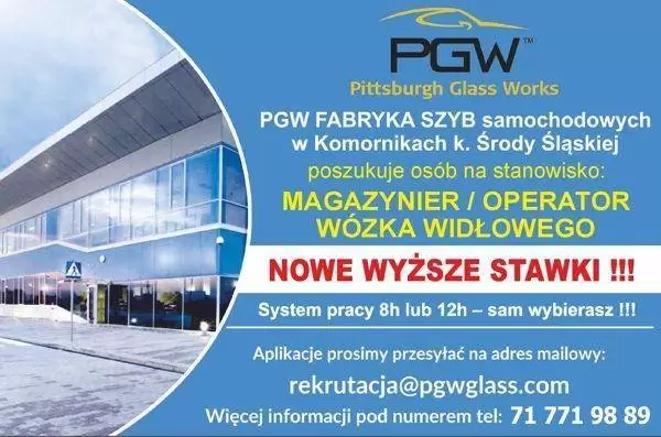 PRACA! Magazynier / operator wózka widłowego