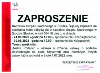 Naczelnik Urzędu Skarbowego w Środzie Śląskiej zaprasza na spotkanie pt. 