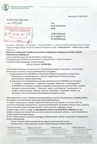 Szkoła w Malczycach będzie miała ekopracownię