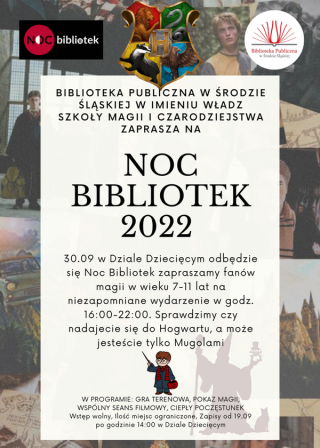 Wkrótce ruszają zapisy na Noc Bibliotek w klimacie Harry'ego Pottera