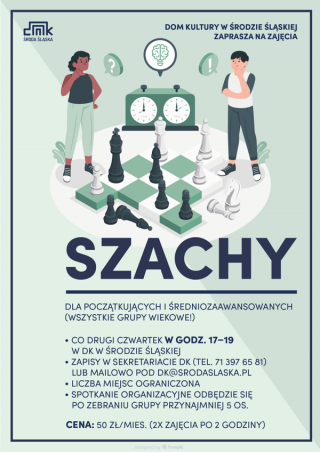 Dom Kultury w Środzie Śląskiej zaprasza na zajęcia szachowe