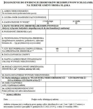 Obowiązkowa ustawowo ewidencja zbiorników bezodpływowych (szamb) oraz przydomowych oczyszczalni ścieków
