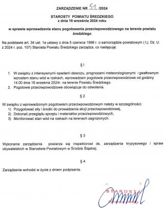 Stan pogotowia przeciwpowodziowego na terenie powiatu średzkiego!