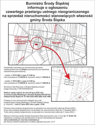 Przetarg na sprzedaż nieruchomości w Świętem