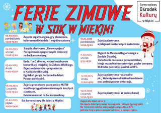 Ferie w Samorządowym Ośrodku Kultury w Miękini! Będzie bal i inne atrakcje