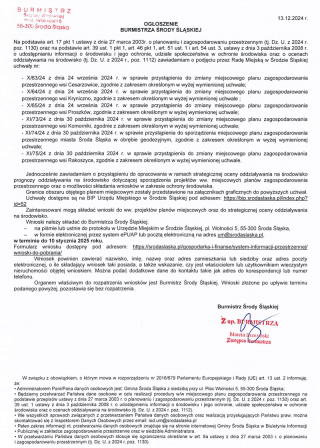 Ogłoszenie Burmistrza Środy Śląskiej