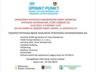 Spotkanie informacyjne dla mieszkańców Gminy Udanin