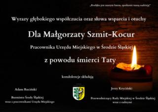 Kondolencje dla Pani Małgorzaty Szmit - Kocur