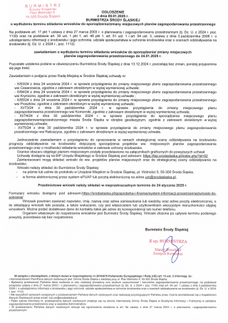 Ogłoszenie Burmistrza Środy Śląskiej