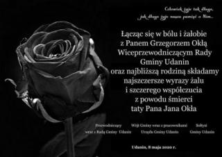 Kondolencje dla Wiceprzewodniczącego Rady Gminy Udanin