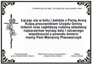 Kondolencje dla Pani Anny Kulpy