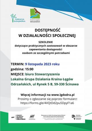 „Dostępność w działalności społecznej”- zaproszenie na szkolenie