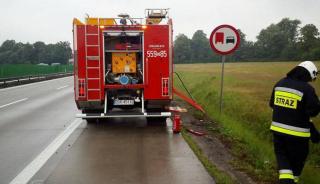 POŻAR OPONY W CIĘŻARÓWCE NA AUTOSTRADZIE A4