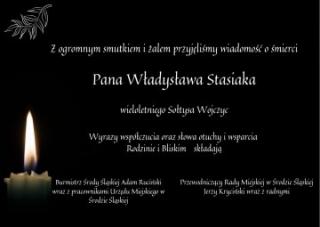 Kondolencje dla Rodziny i Bliskich Pana Władysława Stasiaka