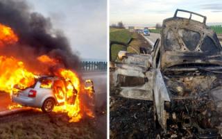 Pożar samochodu na A4. Auto spłonęło doszczętnie