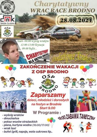 Charytatywny wyścig wraków i zakończenie wakacji z OSP Brodno